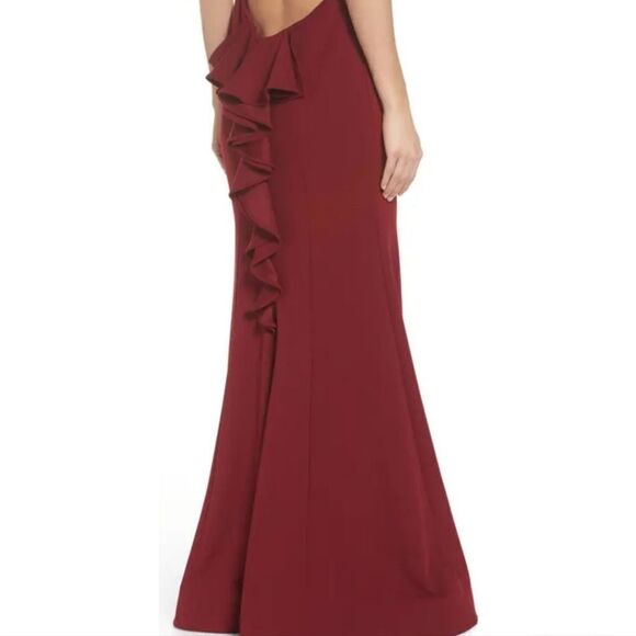 Women's Sequin Hearts Ruffle Back Scuba Gown, - Picture 3 of 5